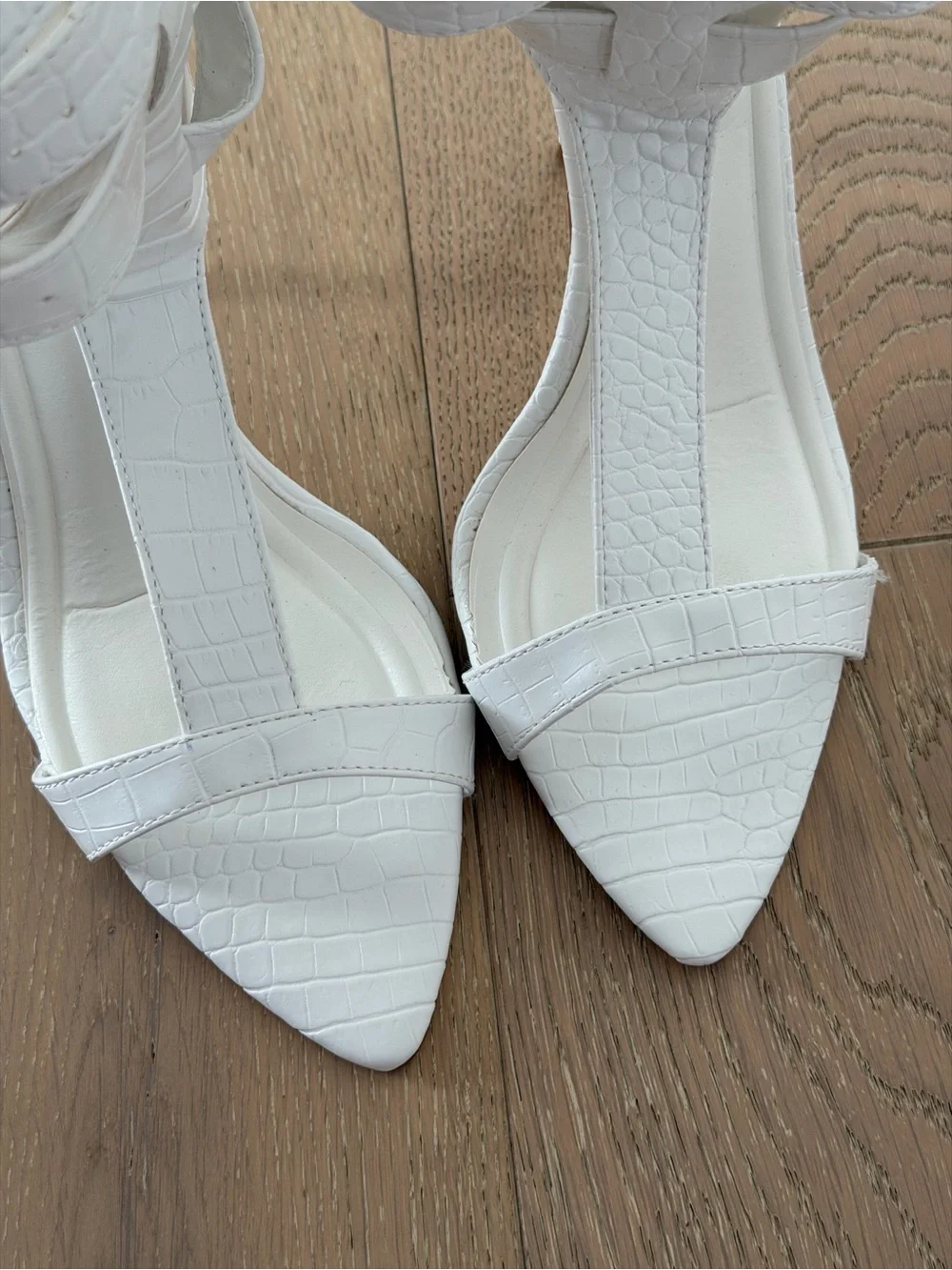Azalea Wang CHERLLI White Croc Over the Knee Sandals